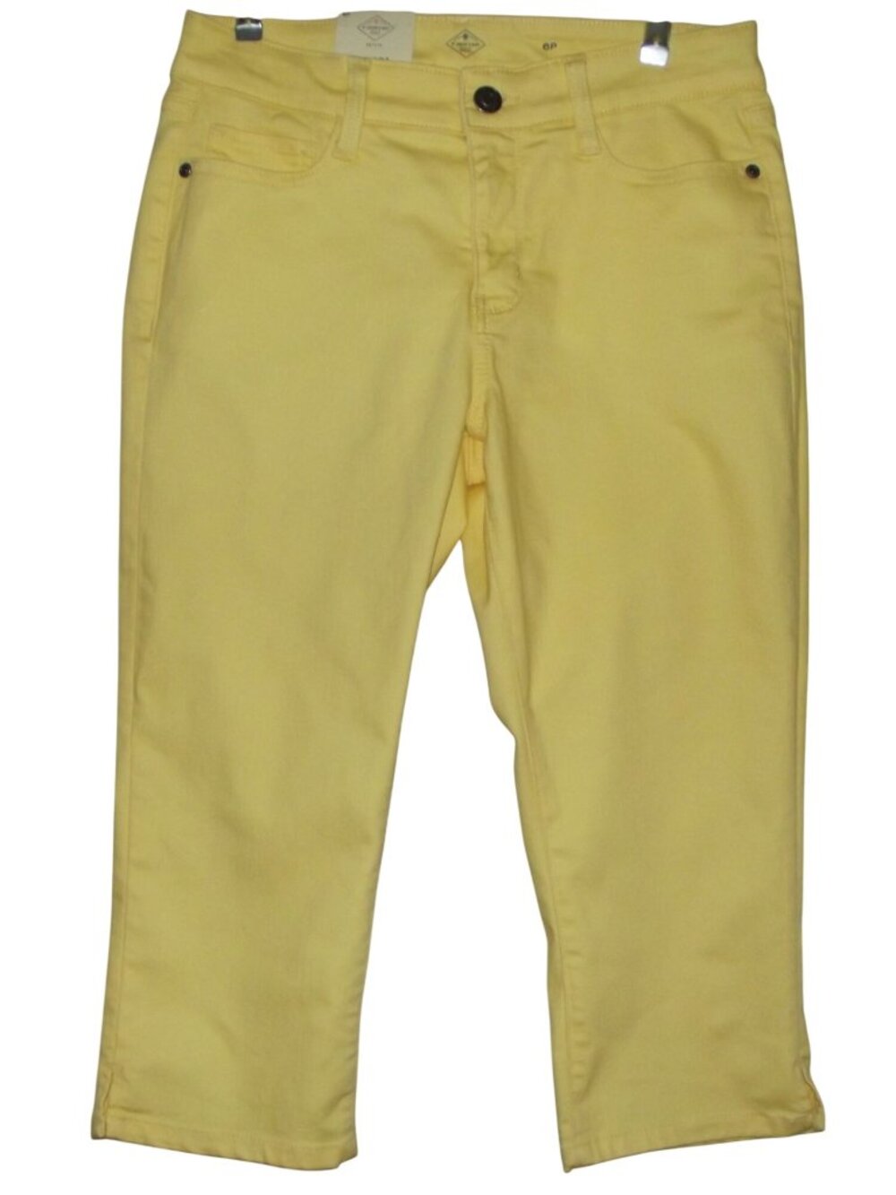 St. John's Bay Capri Jeans Womens 6P x 19" Yellow mid rise crop tummy panel